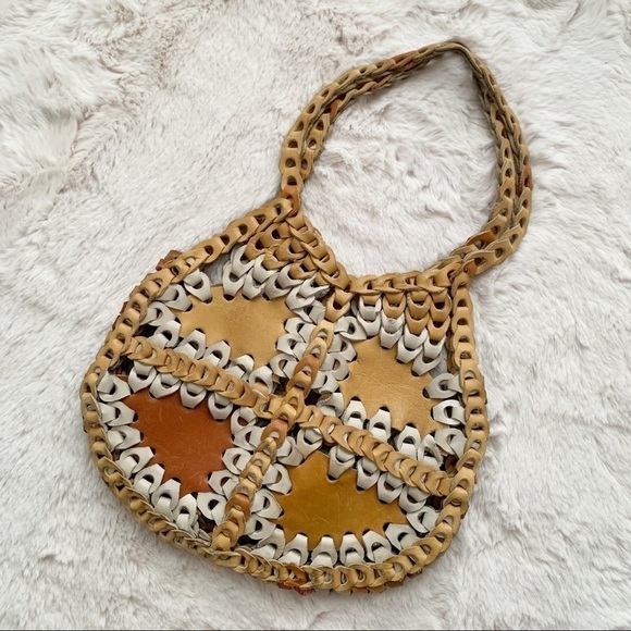 VINTAGE | 1970s Leather Chain Patchwork Shoulder Bag - Picture 4 of 12